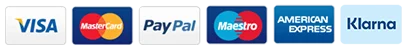 Accepted payment methods: Visa, Mastercard, PayPal, Maestro, American Express, Klarna